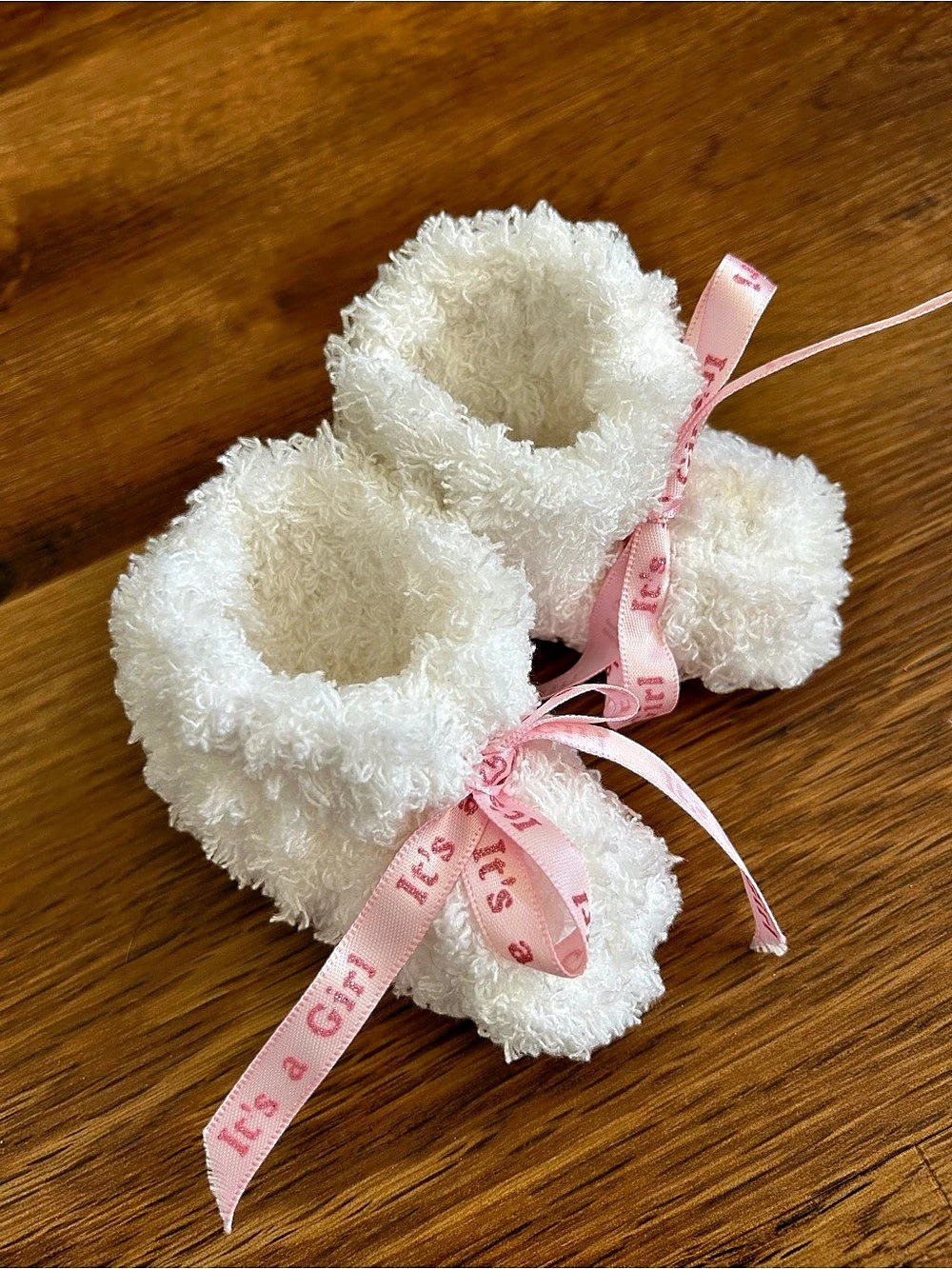 Baby Booties in White & Pink